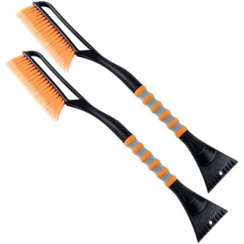 AstroAI 2 Pack 27" Snow Brush and Detachable Deluxe Ice Scraper with Ergonomic