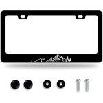 Waves License Plate Frame Ocean Wave Mountains License Plate Stainless Steel