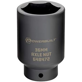 Powerbuilt 1/2-inch Drive Axle Nut Socket, 36mm 6 Point Extra Deep, Remove Front
