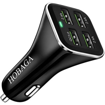 USB Car Charger Adapter, QC 3.0 Fast car Charger, 4-Port Multi 9.6 Amp 48W