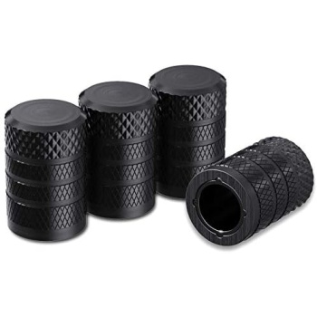 CKAuto Tire Valve Stem Caps, Black, 4 pcs/Pack, Anodized Aluminum Tire Valve Cap