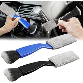 2 Pcs Double Head Brush for Car Cleaning, Portable Car Interior Detailing Brush