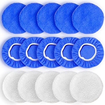 FONAROLL 5 to 6 Inch Car Polisher Pad Bonnet, 15Pcs Car Polishing Bonnet Buffing