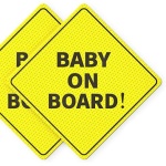 Baby On Board Sticker Sign - Essential for Cars - 5" by 5" - Bright Yellow and